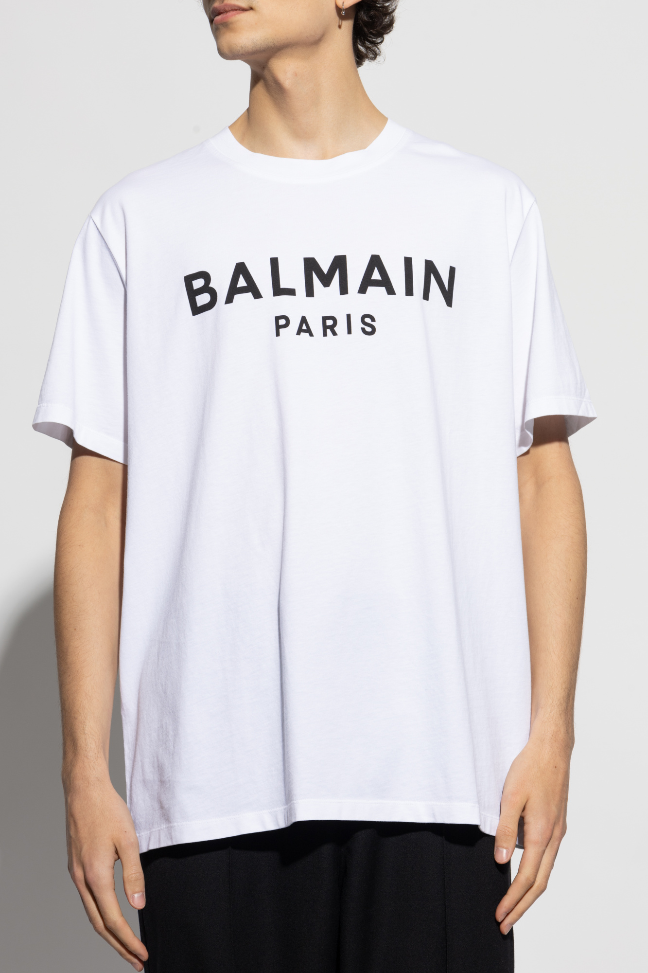 White T-shirt with printed logo Balmain - Vitkac AS